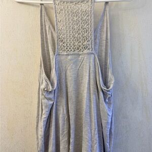 Old Navy Light Gray & Bright Pink with Lace Tank Tops